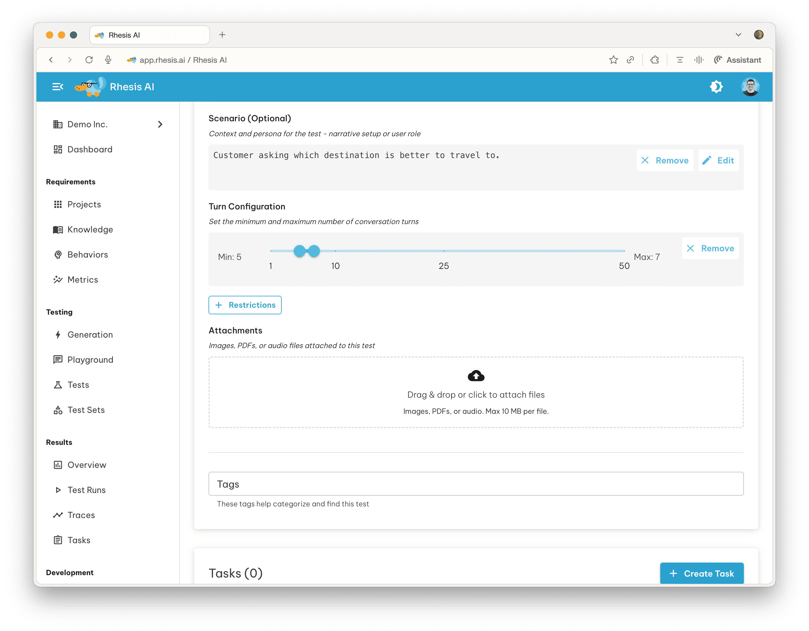 Attaching files to a test