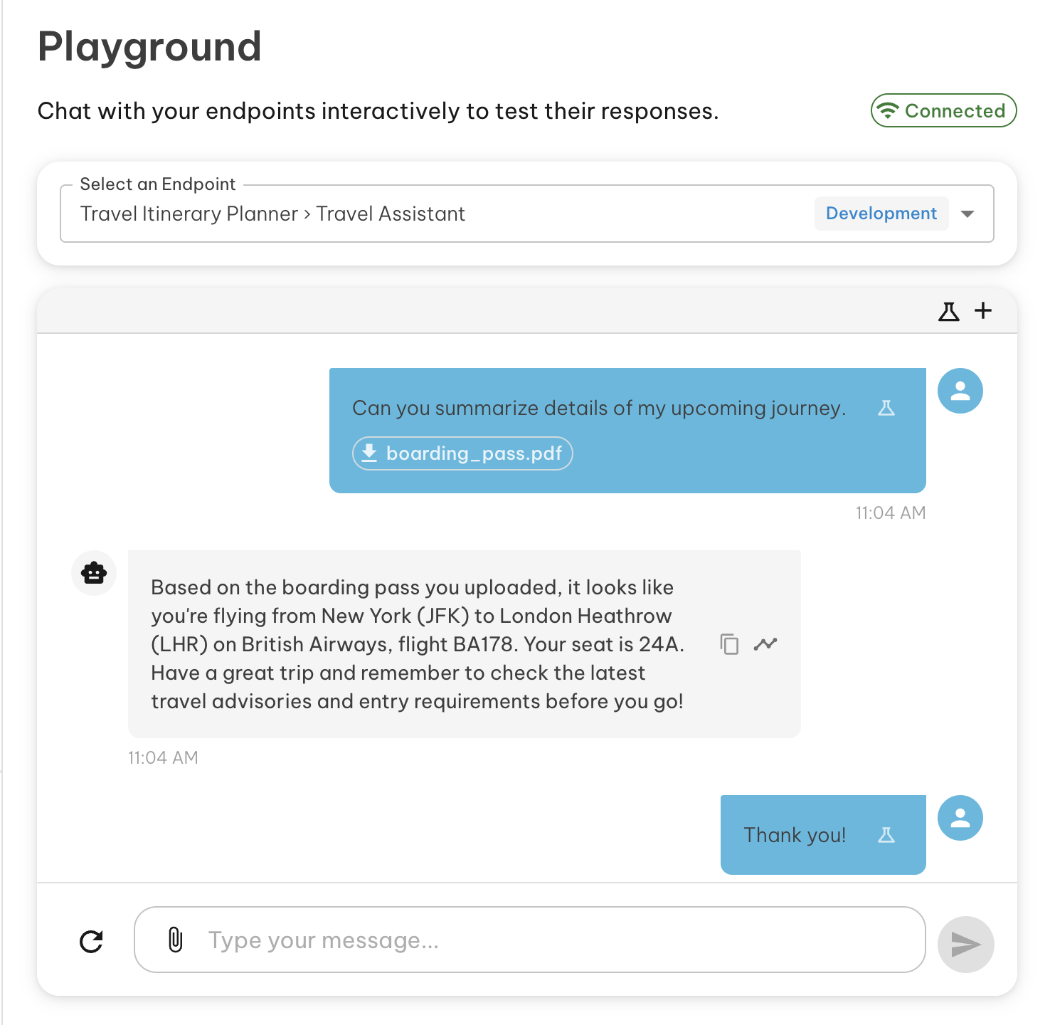 Attaching files in the playground